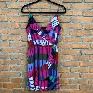Express Dress womens Small Colorful Striped Spaghetti Strap Summer‎ Sundress Y2K
